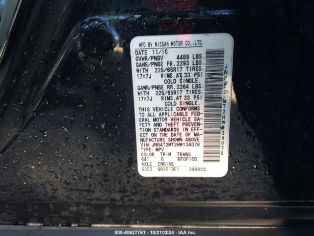JN8AT2MT2HW134078 Nissan ROGUE S