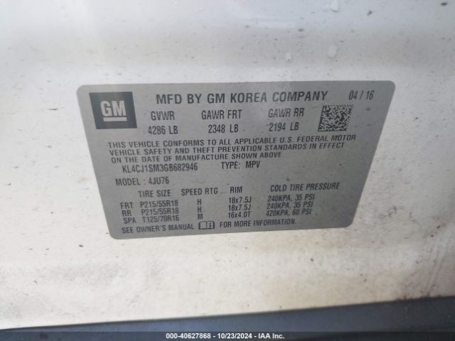 KL4CJ1SM3GB682946 Buick Encore Sport Touring