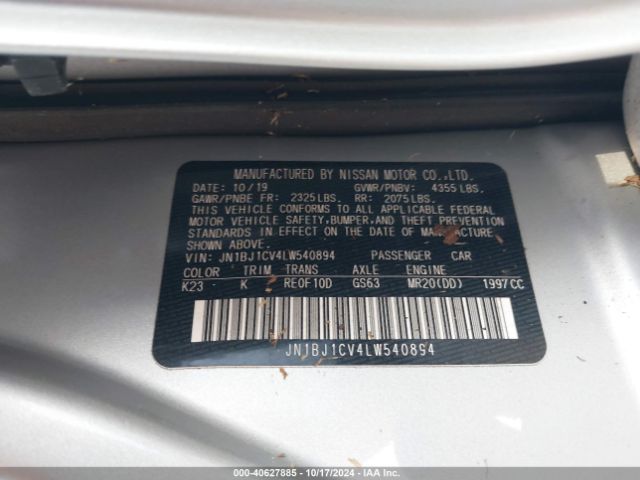 JN1BJ1CV4LW540894 Nissan Rogue Sport Sv Fwd Xtronic Cvt