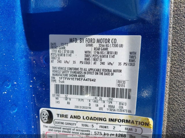Ford F-150 Fx4 2014 1FTFW1ET9EFA47842 Image 9