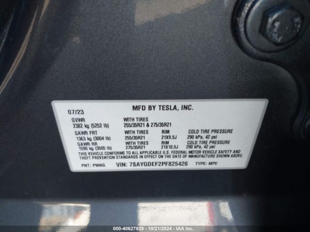 7SAYGDEF2PF825426 Tesla Model Y Performance Dual Motor All-wheel Drive