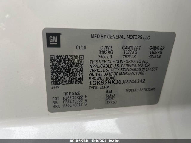 1GKS2HKJ6JR244342 GMC YUKON XL DENALI