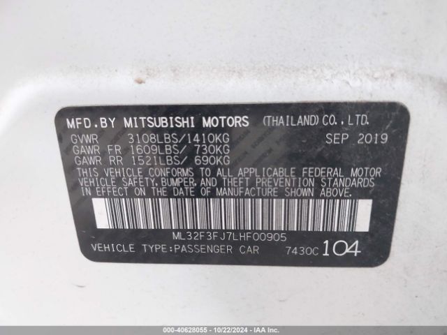 ML32F3FJ7LHF00905 Mitsubishi Mirage G4 Es