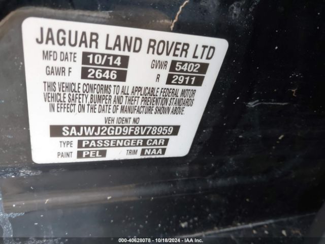SAJWJ2GD9F8V78959 Jaguar Xj Xjl Portfolio