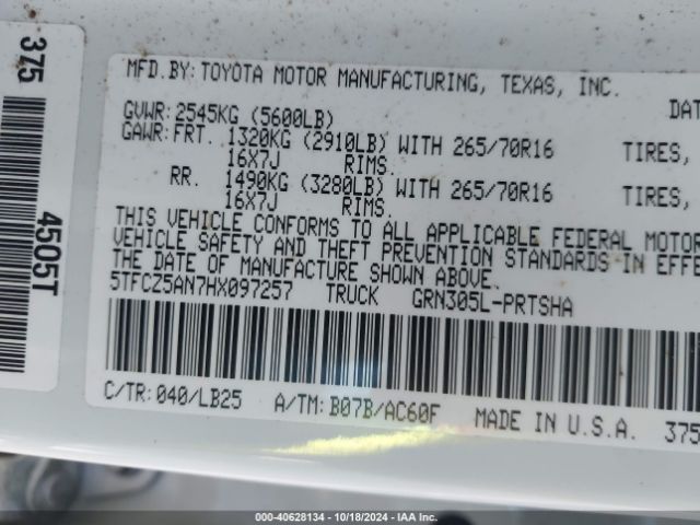 5TFCZ5AN7HX097257 Toyota Tacoma Trd Pro