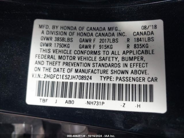 2HGFC1E52JH708924 Honda CIVIC SI