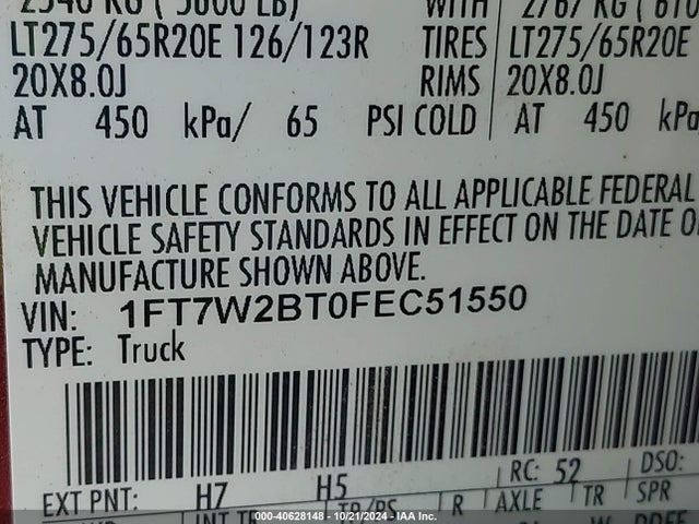 Ford F-250 Lariat 2015 1FT7W2BT0FEC51550 Image 9