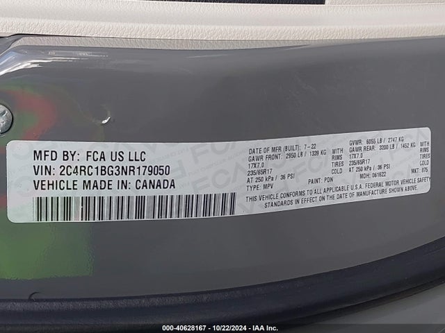 2C4RC1BG3NR179050 Chrysler Pacifica Touring L