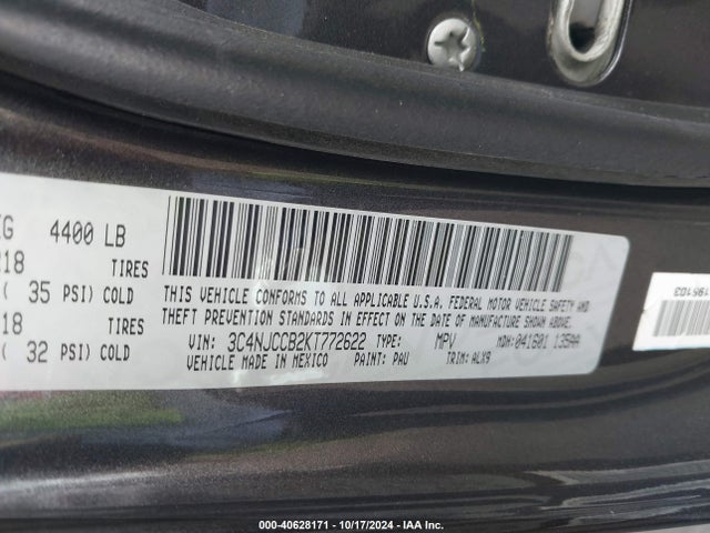 3C4NJCCB2KT772622 Jeep Compass Limited Fwd