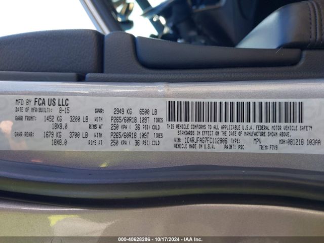 1C4RJFAG7FC112806 Jeep Grand Cherokee Laredo