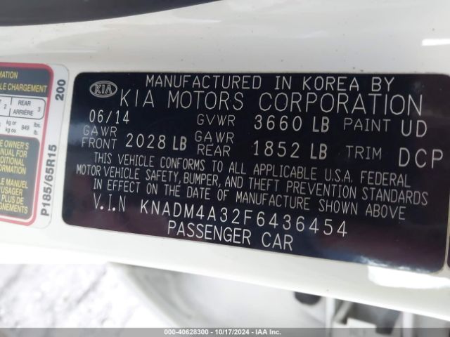 KNADM4A32F6436454 KIA RIO LX