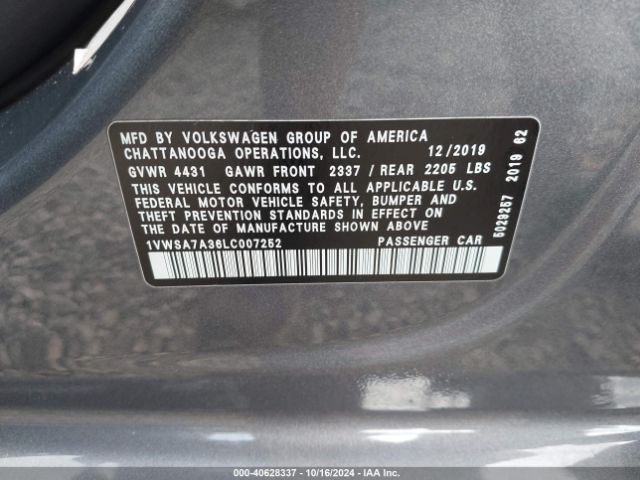 1VWSA7A36LC007252 Volkswagen Passat 2.0t Se
