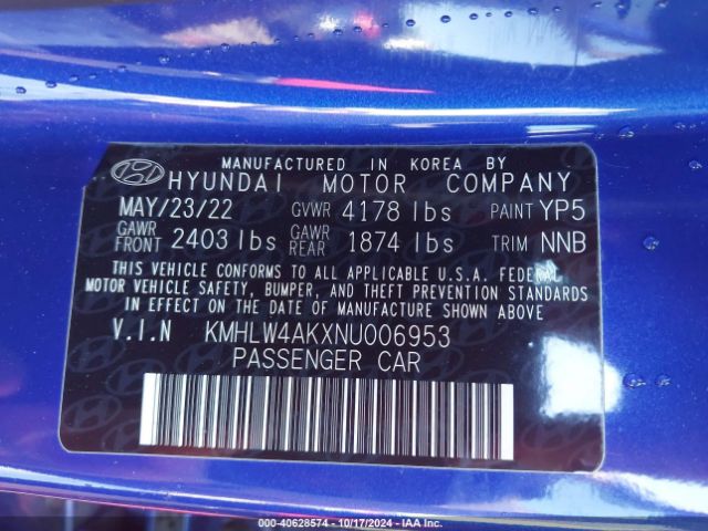 KMHLW4AKXNU006953 Hyundai ELANTRA N