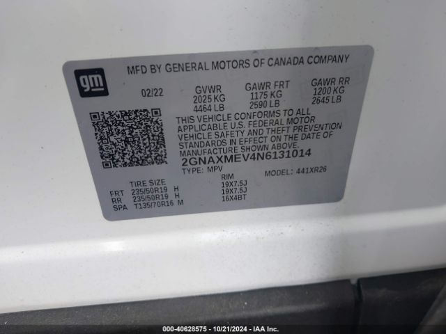 2GNAXMEV4N6131014 Chevrolet Equinox Fwd Rs