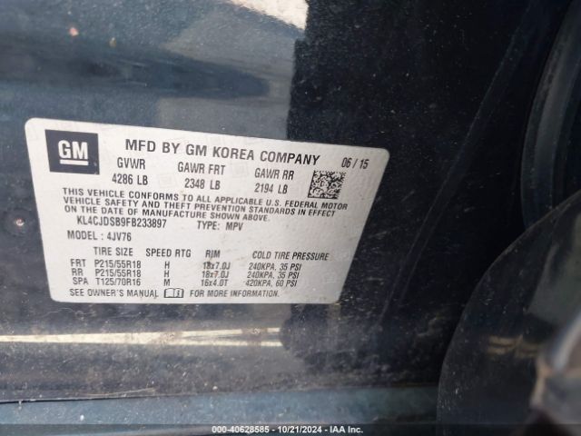 KL4CJDSB9FB233897 Buick Encore Premium