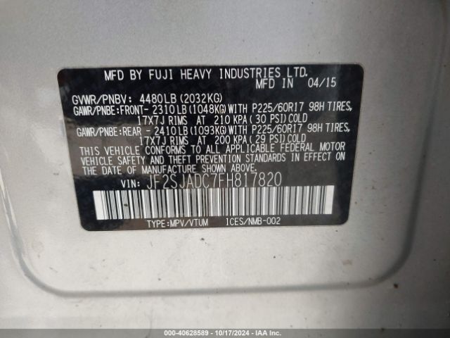 JF2SJADC7FH817820 Subaru Forester 2.5i Premium