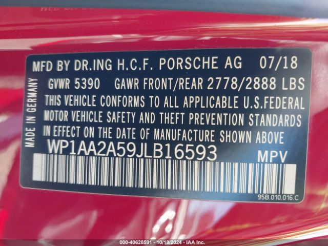 WP1AA2A59JLB16593 Porsche Macan Sport Edition
