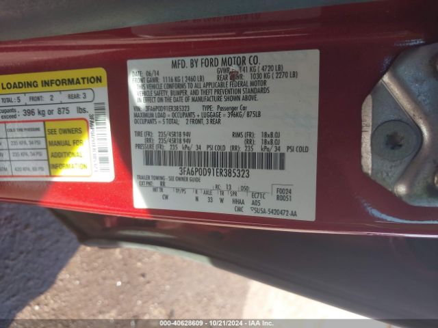 3FA6P0D91ER385323 Ford Fusion Titanium