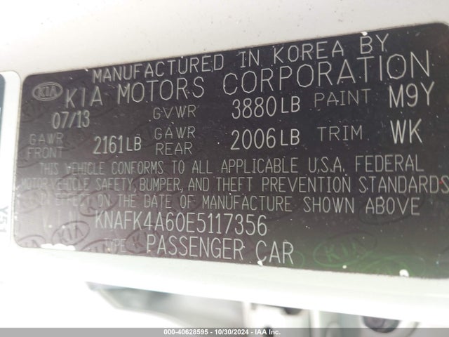 KIA FORTE LX 2014 KNAFK4A60E5117356 Image 9