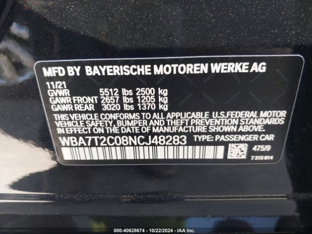 WBA7T2C08NCJ48283 BMW 740 I