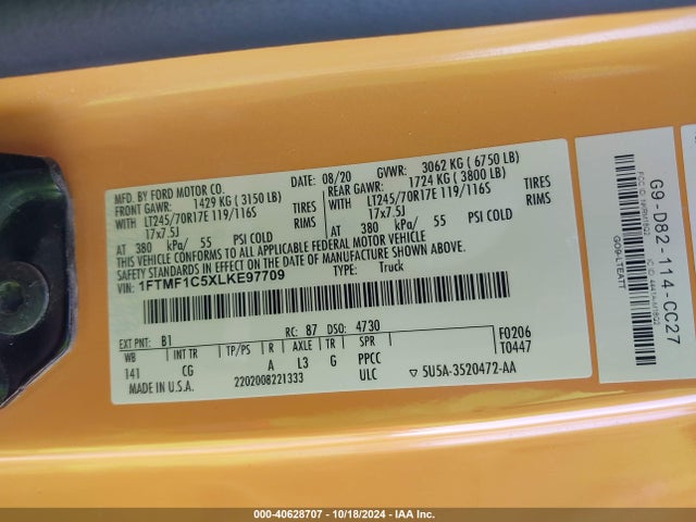 Ford F-150 Xl 2020 1FTMF1C5XLKE97709 Image 9