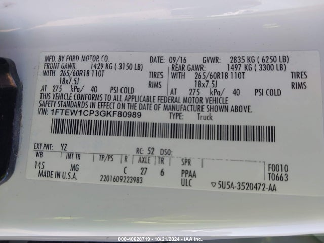 Ford 2016 2016 1FTEW1CP3GKF80989 Image 26