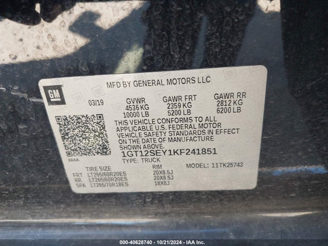 1GT12SEY1KF241851 GMC Sierra 2500hd Denali