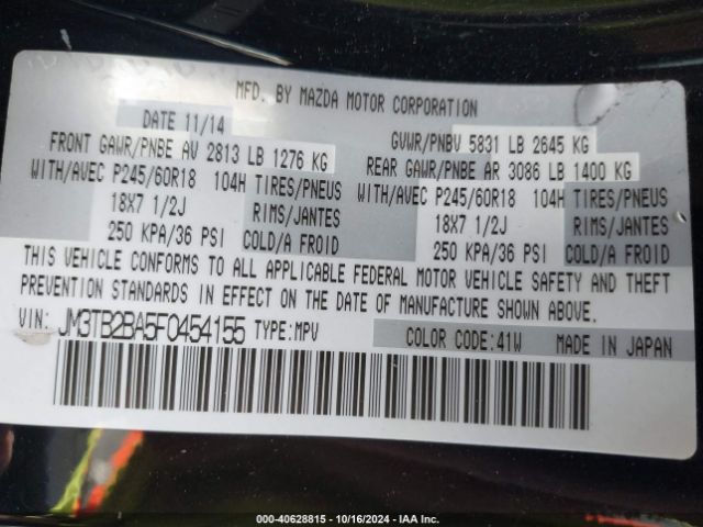 JM3TB2BA5F0454155 Mazda CX-9 SPORT