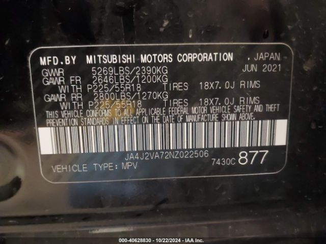 2022 MITSUBISHI OUTLANDER PHEV JA4J2VA72NZ022506 Photo 8