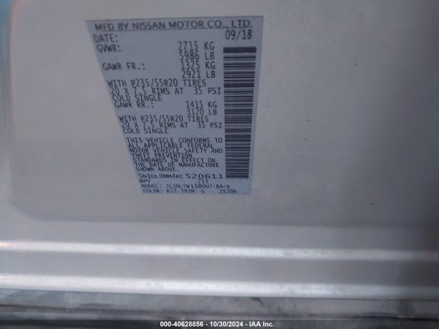 5N1DL0MM4KC520611 Infiniti QX60 LUXE