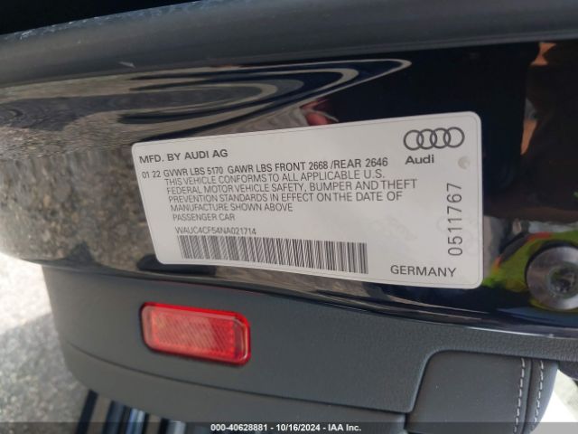 WAUC4CF54NA021714 Audi S5 Sportback Premium Plus Tfsi Quattro Tiptronic