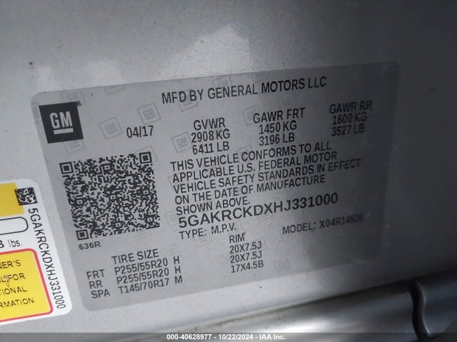 Buick Enclave Premium 2017 5GAKRCKDXHJ331000 Image 9