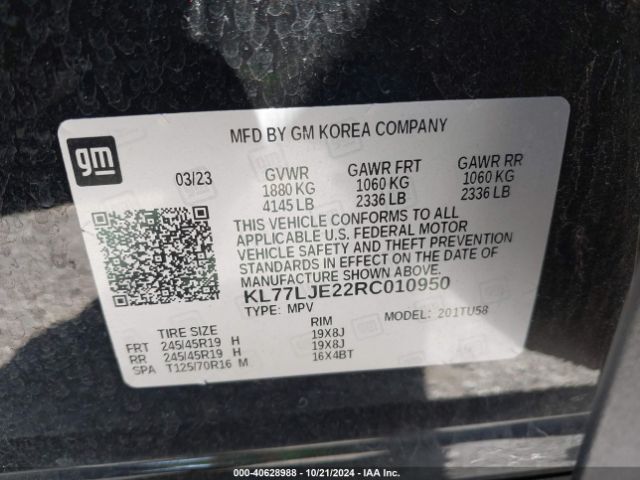 KL77LJE22RC010950 Chevrolet Trax Fwd 2rs
