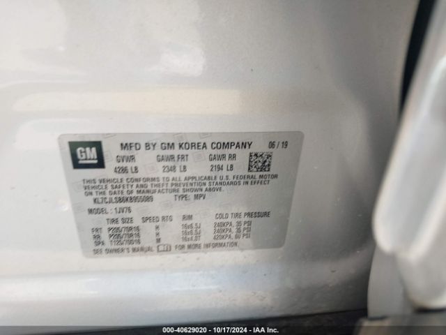 KL7CJLSB6KB955089 Chevrolet Trax Lt