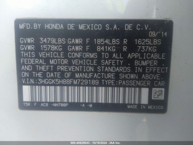 3HGGK5H88FM729189 Honda Fit Ex/ex-l