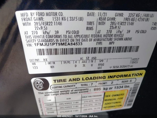Ford Expedition King Ranch 2021 1FMJU1PT9MEA84533 Image 9