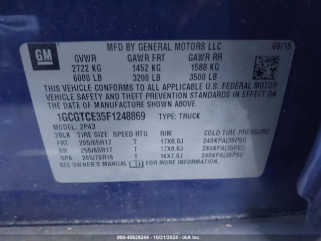 1GCGTCE35F1248869 Chevrolet Colorado Z71