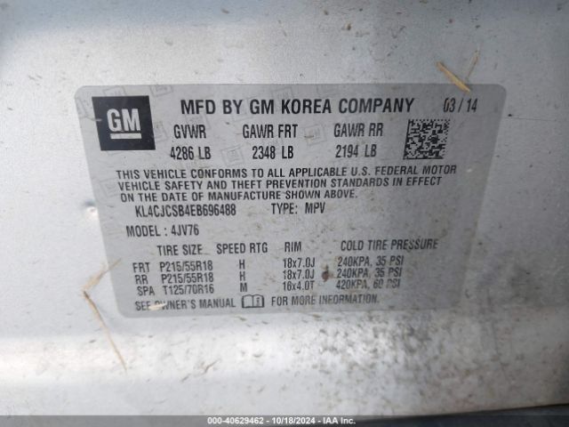 KL4CJCSB4EB696488 Buick Encore Leather