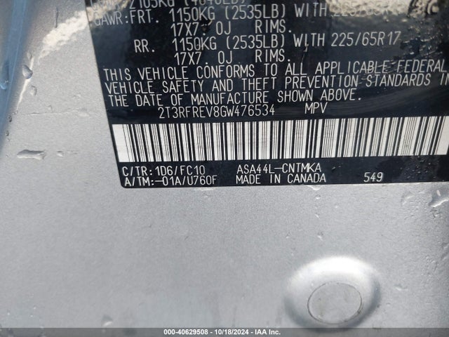 Toyota Rav4 Xle 2016 2T3RFREV8GW476534 Image 9