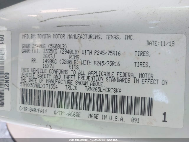 5TFRX5GN0LX171554 Toyota Tacoma Sr