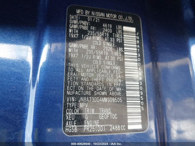 2021 NISSAN ROGUE JN8AT3DD4MW309505 Photo 8