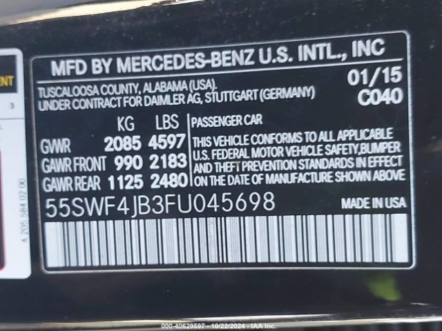 55SWF4JB3FU045698 Mercedes-Benz C 300 Luxury/sport