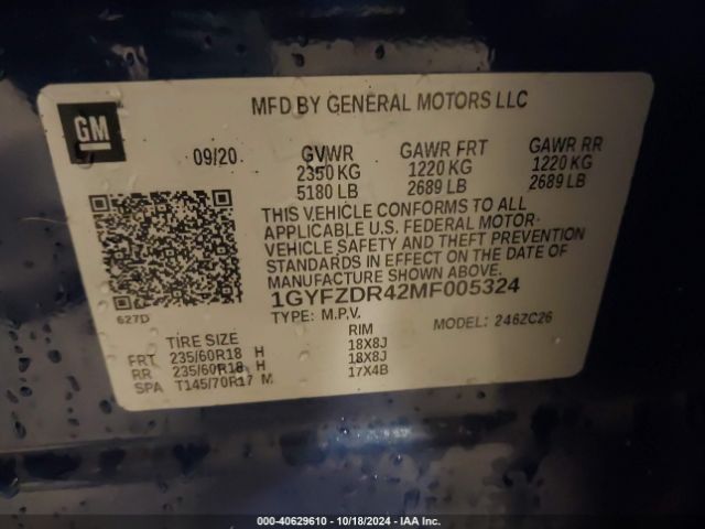 1GYFZDR42MF005324 Cadillac Xt4 Awd Premium Luxury
