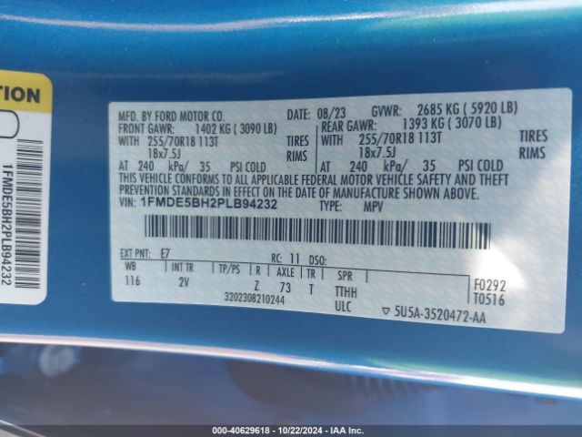 1FMDE5BH2PLB94232 Ford Bronco Outer Banks