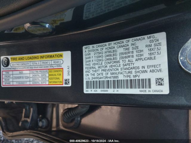 2HKRS4H72RH475885 Honda Cr-v Ex-l Awd