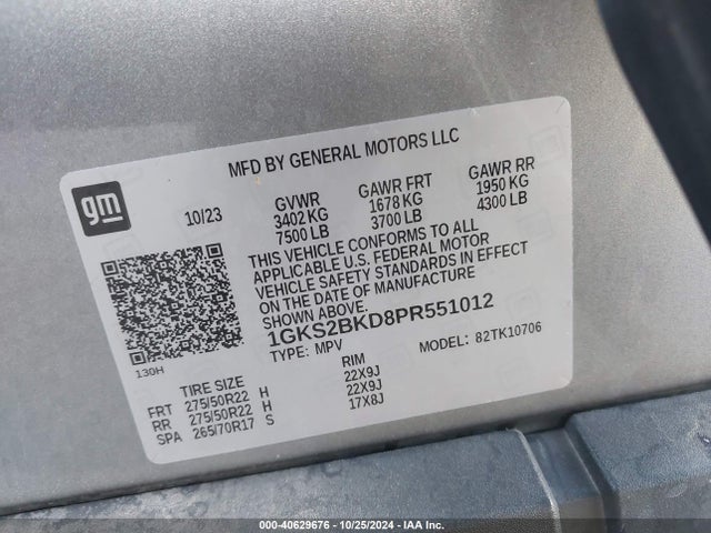 GMC Yukon 4wd Slt 2023 1GKS2BKD8PR551012 Image 9