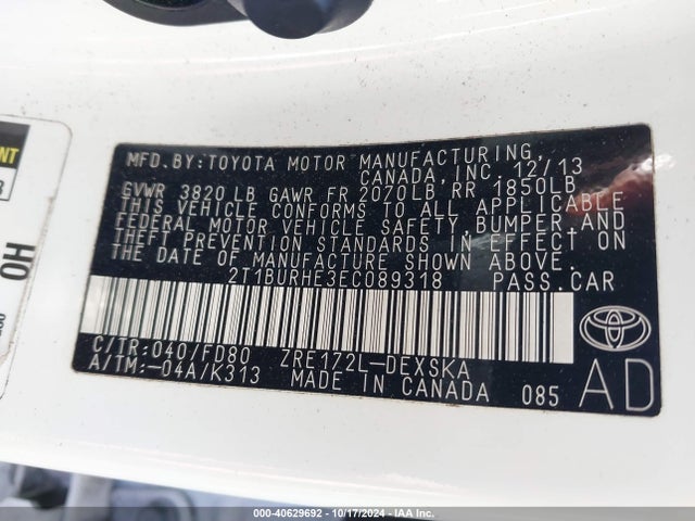 Toyota Corolla S Plus 2014 2T1BURHE3EC089318 Image 9