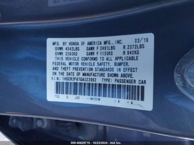 1HGCR3F87GA023962 Honda Accord Ex-l V-6