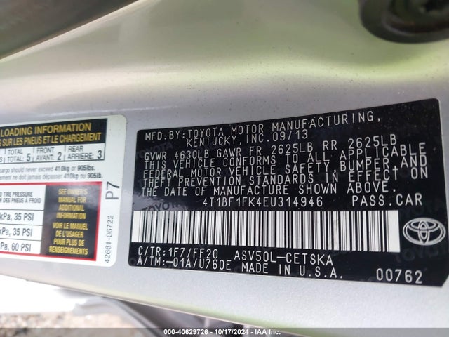 Toyota CAMRY SE 2014 4T1BF1FK4EU314946 Image 9