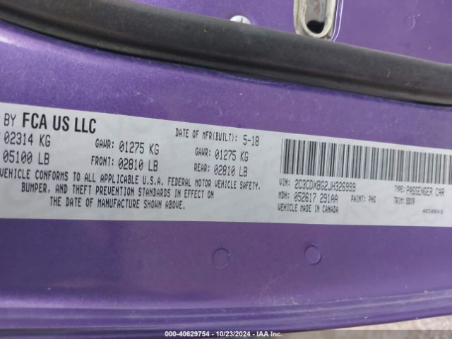 2C3CDXBG2JH326999 Dodge Charger Sxt Rwd